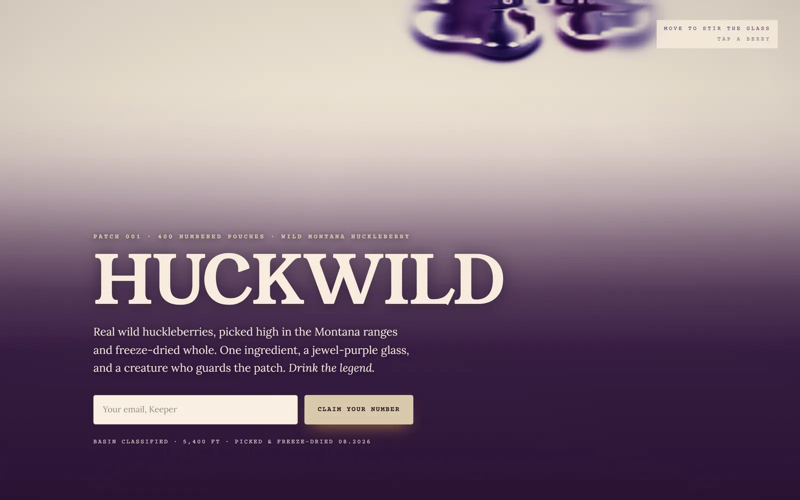 HUCKWILD: Wild Montana huckleberry, in a glass.