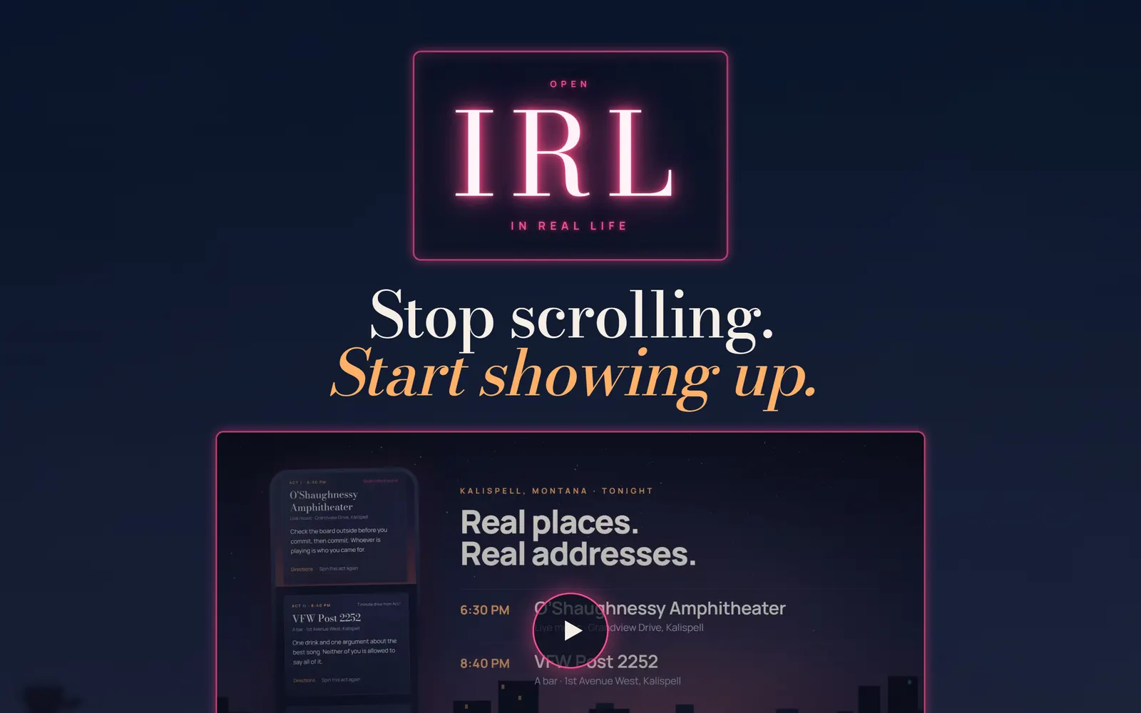 IRL: Stop scrolling. Start showing up.